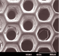 Photo of honeycomb pore design
