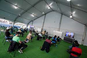 UC San Diego installed several large tents to hold classes outdoors.