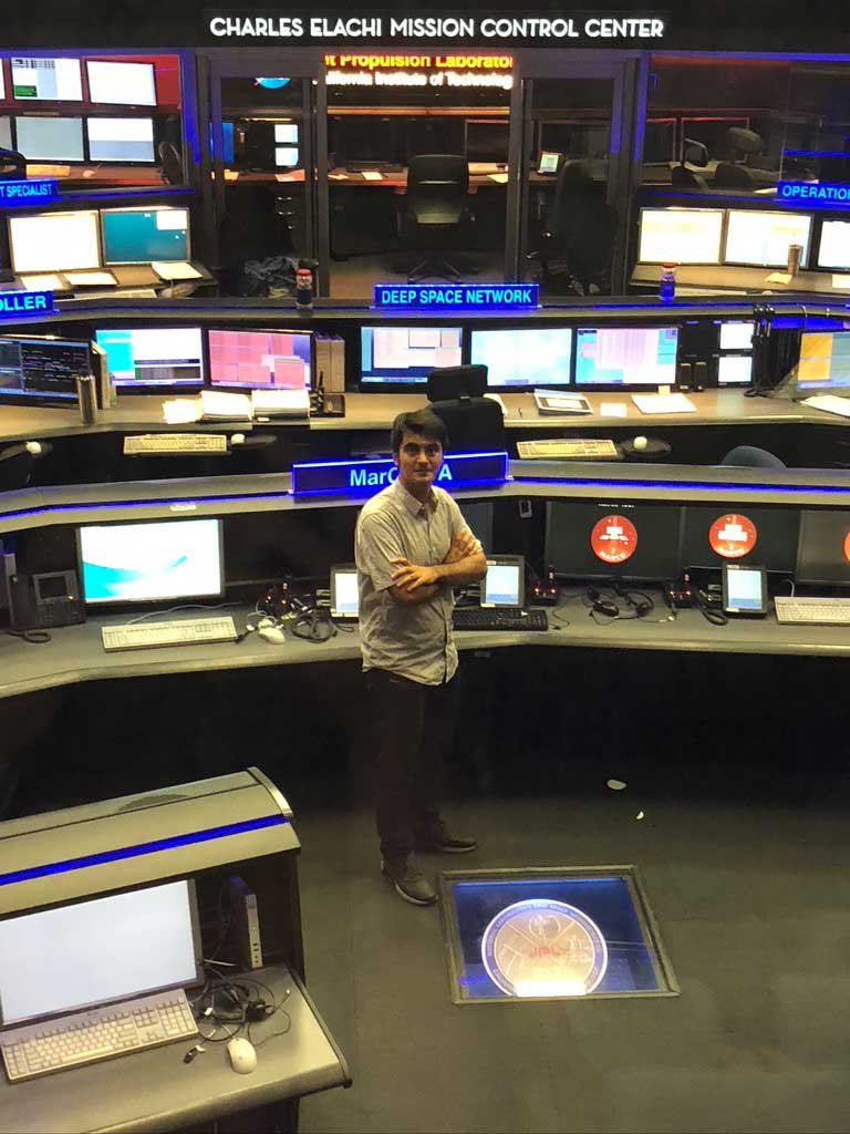 Alimo at JPL's mission control center.