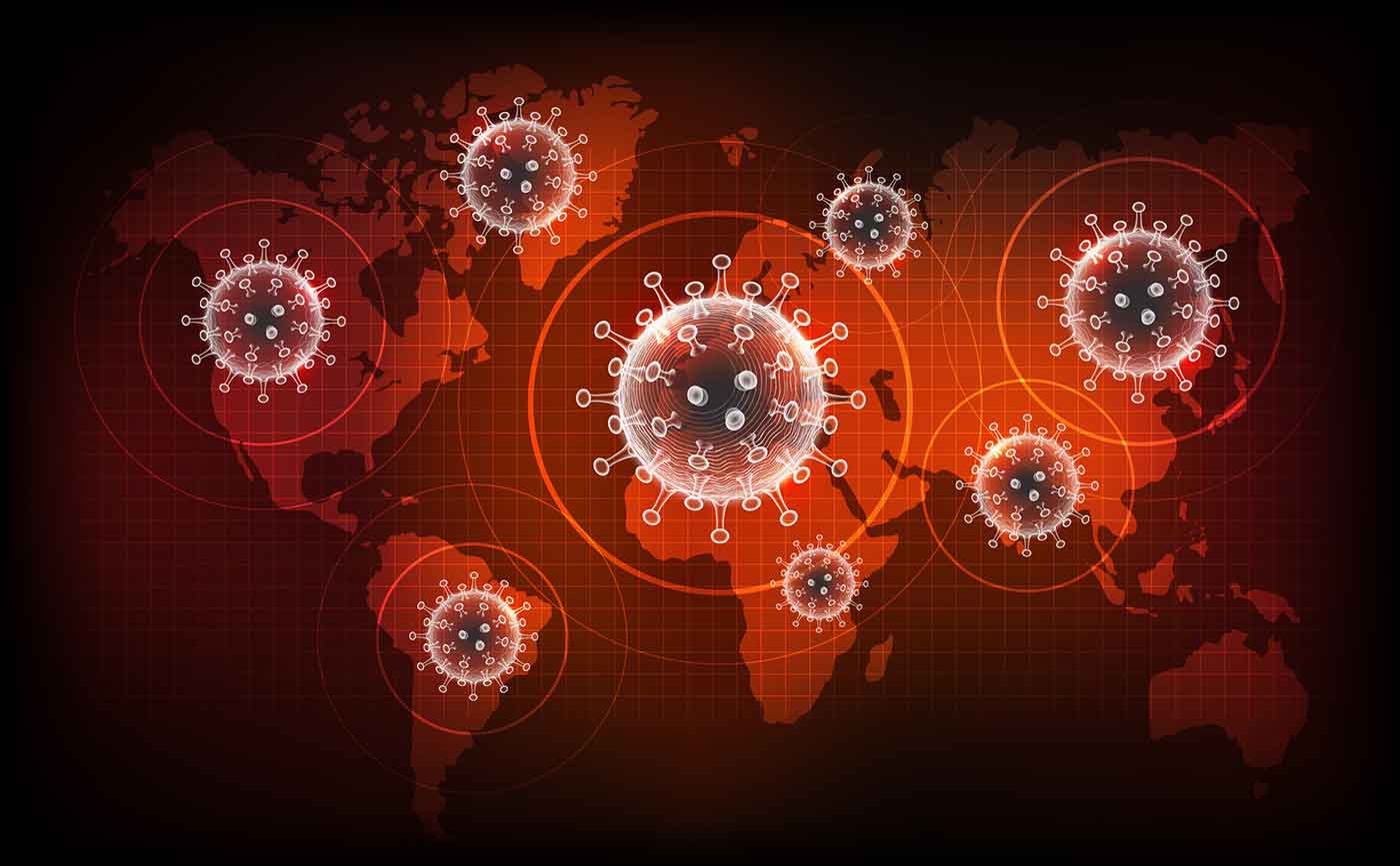 Illustration of virus spreading over map