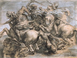 Photo of A drawing believed to be copied from Leonardo's The Battle of Anghiari.