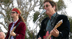 Photo of Rockola performing at a Green Flash Concert on the aquarium's Tide Pool Plaza.