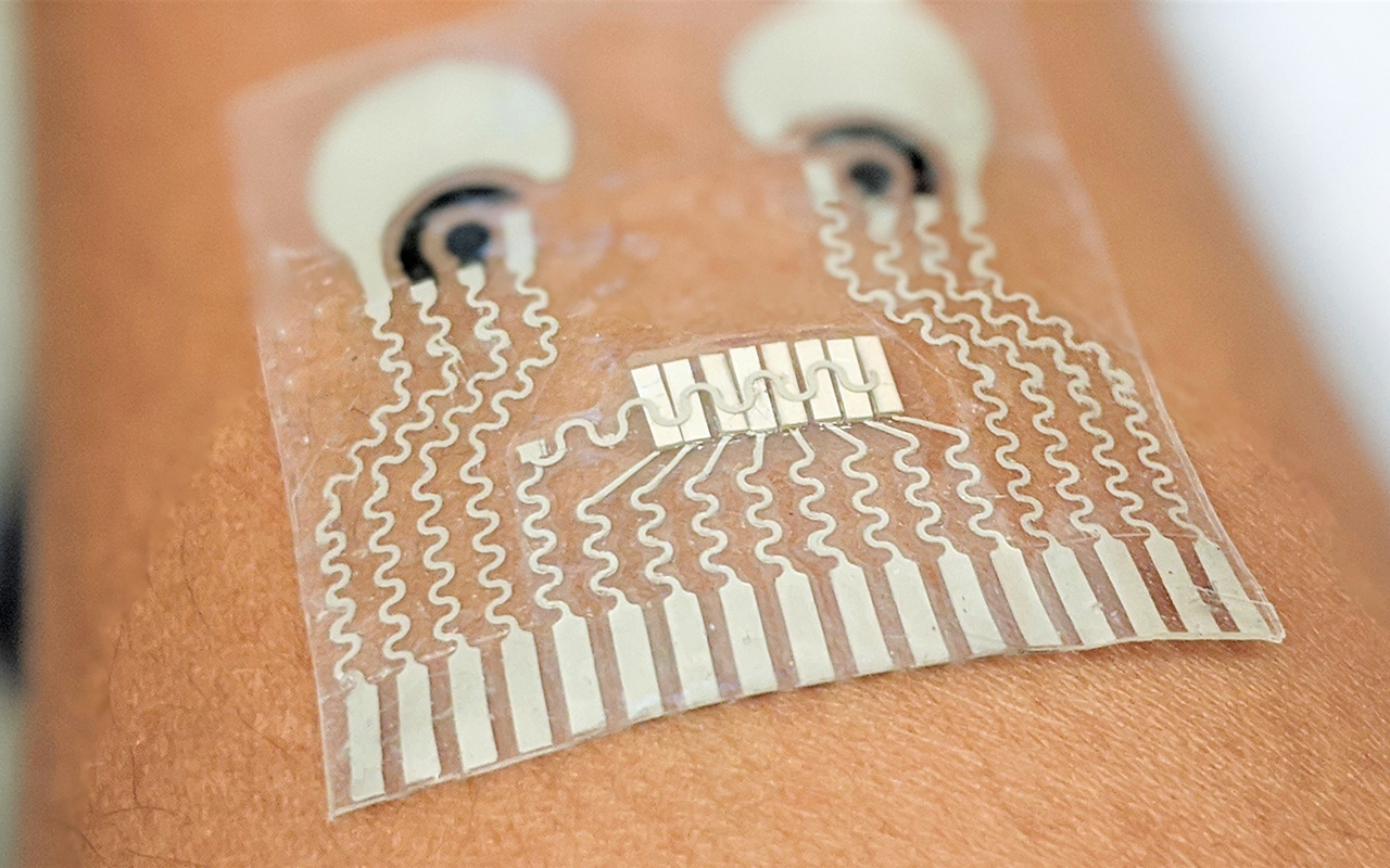 Wearable patch on a person's arm