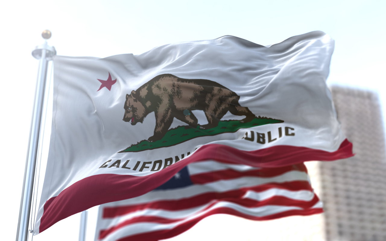 CA flag and U.S. flag