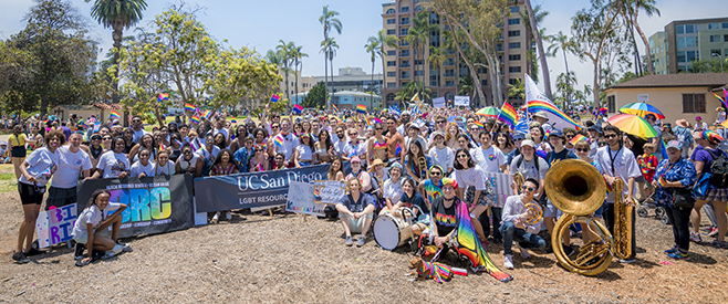 UC San Diego students marching in the Pride Parade 2019