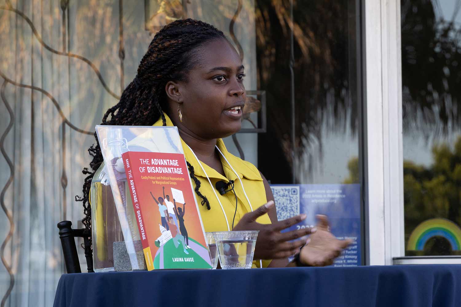 Political scientist LaGina Gause discussing her book at event in North Park