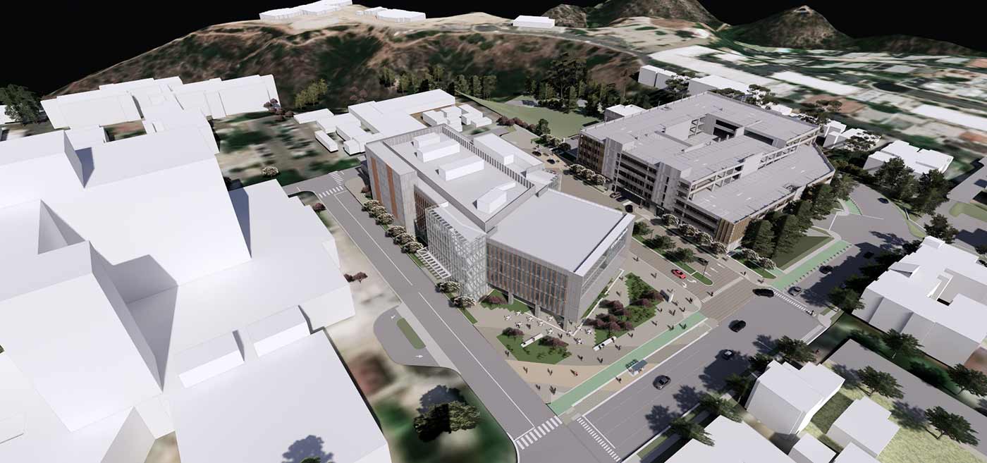 Aerial Rendering Phase One Hillcrest Campus.