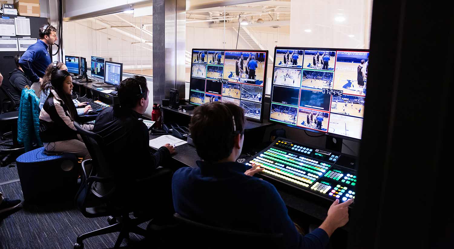 video team at basketball game