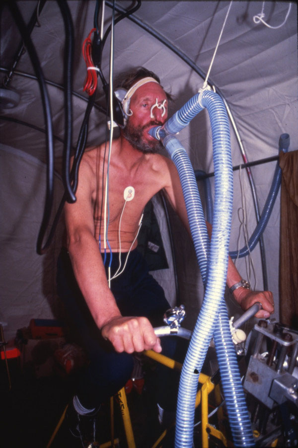 John West tests his lung capacity.