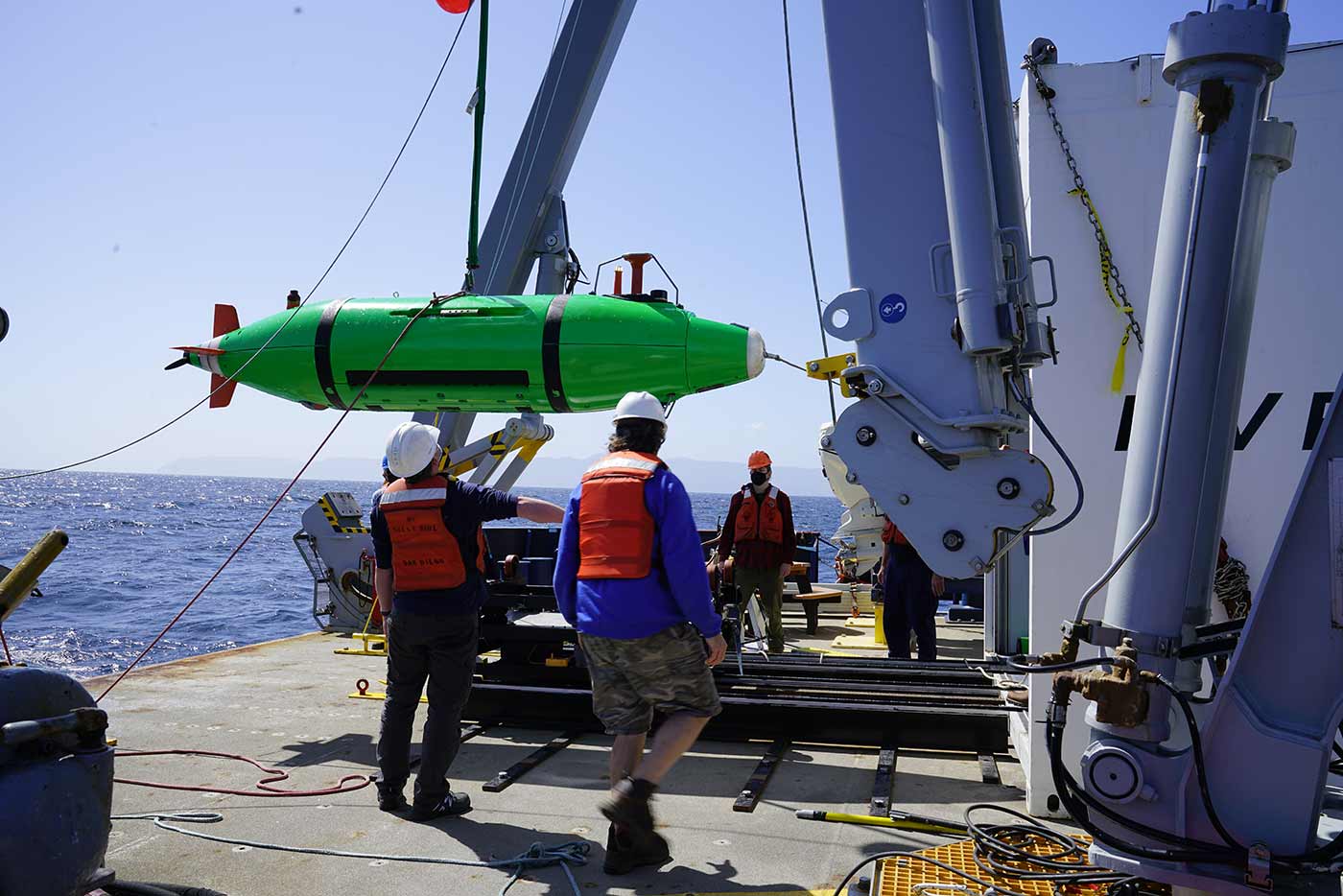 REMUS 6000 autonomous underwater vehicle aboard the Research Vessel Sally Ride.