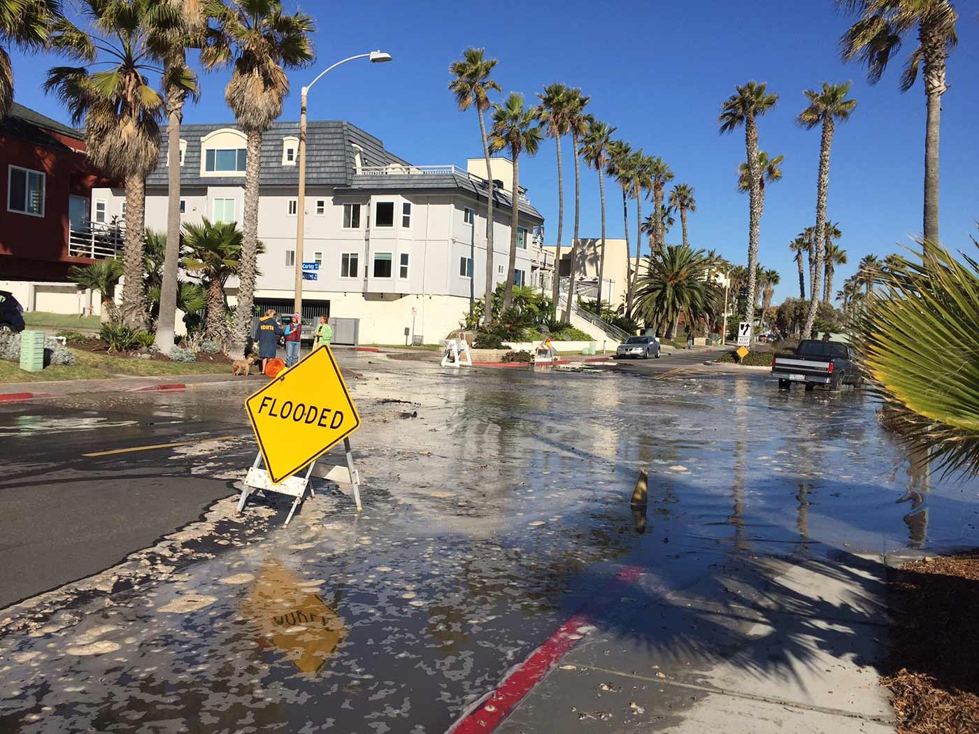 Flooded streets in San Diego
